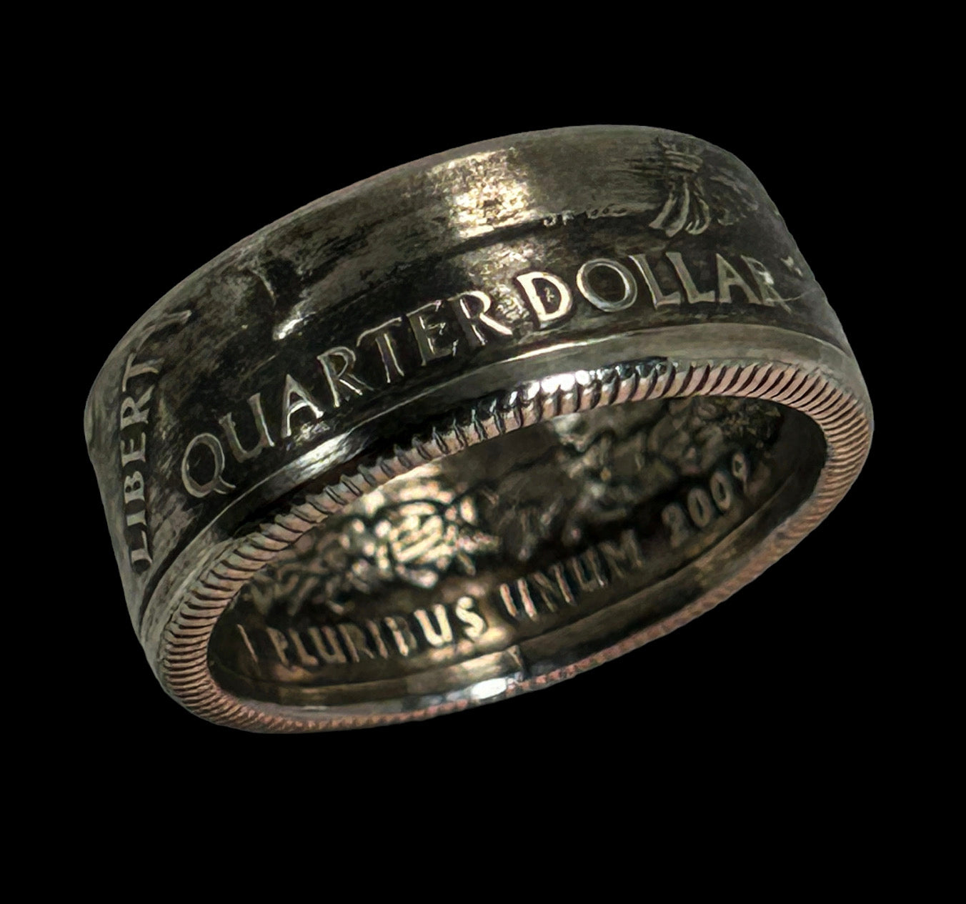 Quarter Dollar Silver/Copper-Lined Coin Ring