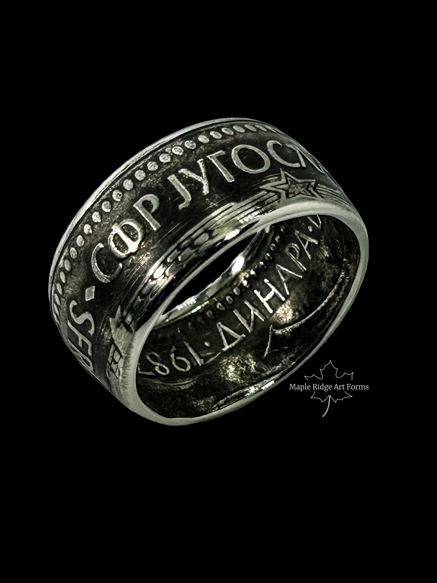Silver Patterned Coin Ring