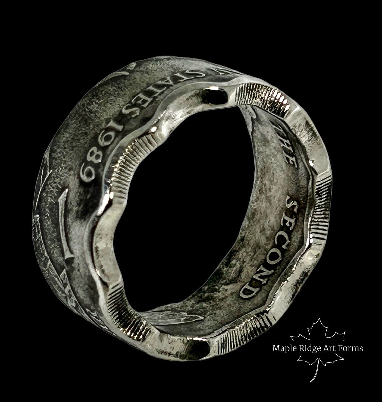 Wavy 1989 Silver Coin Ring