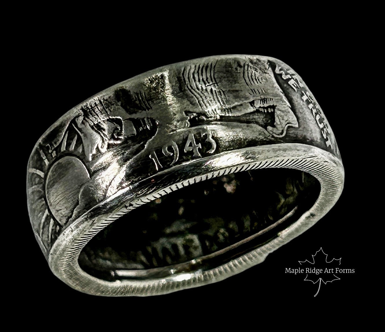 1943 Sunrise Silver Coin Ring