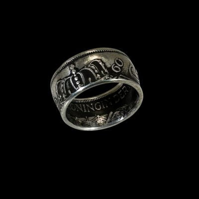 Crown Silver Coin Ring