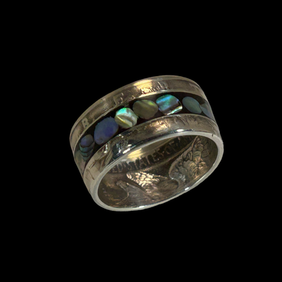 Pebbled Abalone Silver Ring