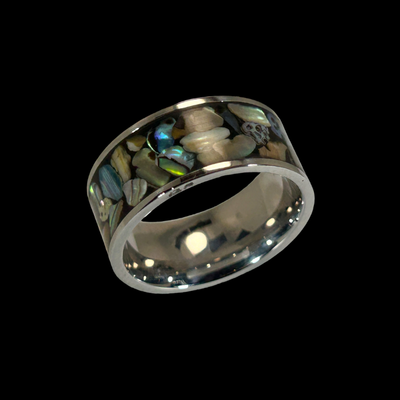 Double-Tiered Abalone Silver Ring