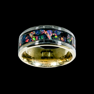 Technicolor Abalone Silver Ring