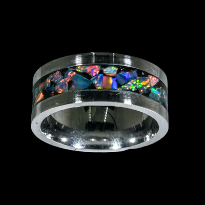 Rainbow Road Abalone Silver Ring