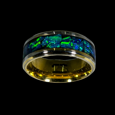 Blue-Green Abalone Silver Ring