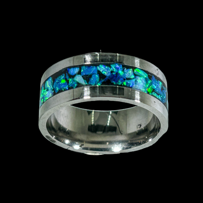 Abalone Blue and Silver Ring