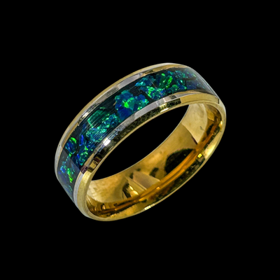 Blue and Gold Abalone Ring