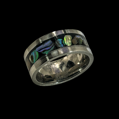 Multicolored Abalone Silver Ring