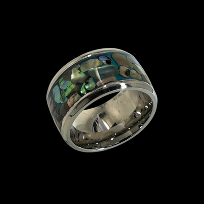 Double-Tiered Abalone Silver Ring