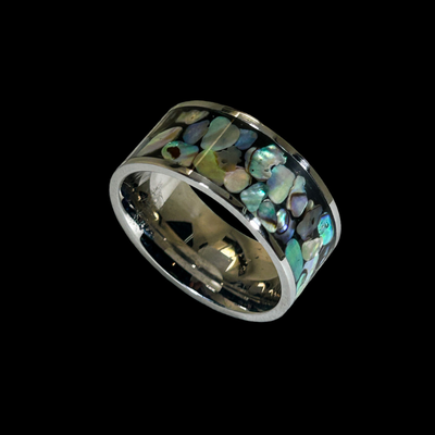 Double-Tiered Abalone Silver Ring