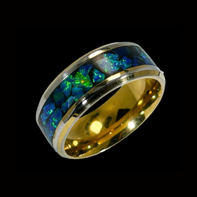 Multicolor Silver & Gold Natural Abalone Ring 9