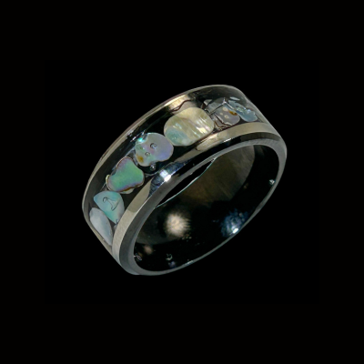 Multicolor Silver Natural Abalone Ring 10