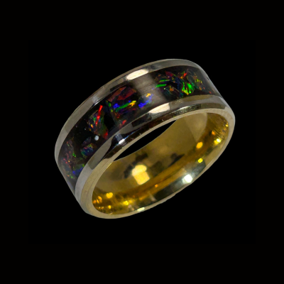 Multicolor Silver & Gold Natural Abalone Ring 13