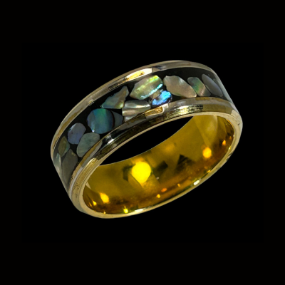 Multicolor Gold Natural Abalone Ring 6