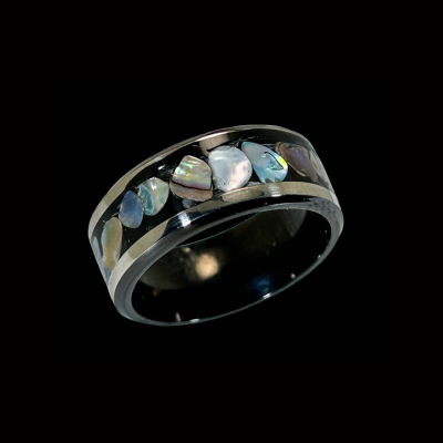 Multicolor Silver Natural Abalone Ring 11