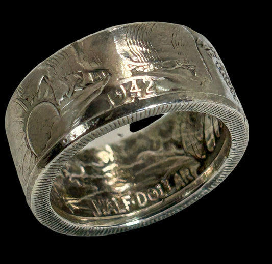 1942 Half Dollar Silver Coin Ring