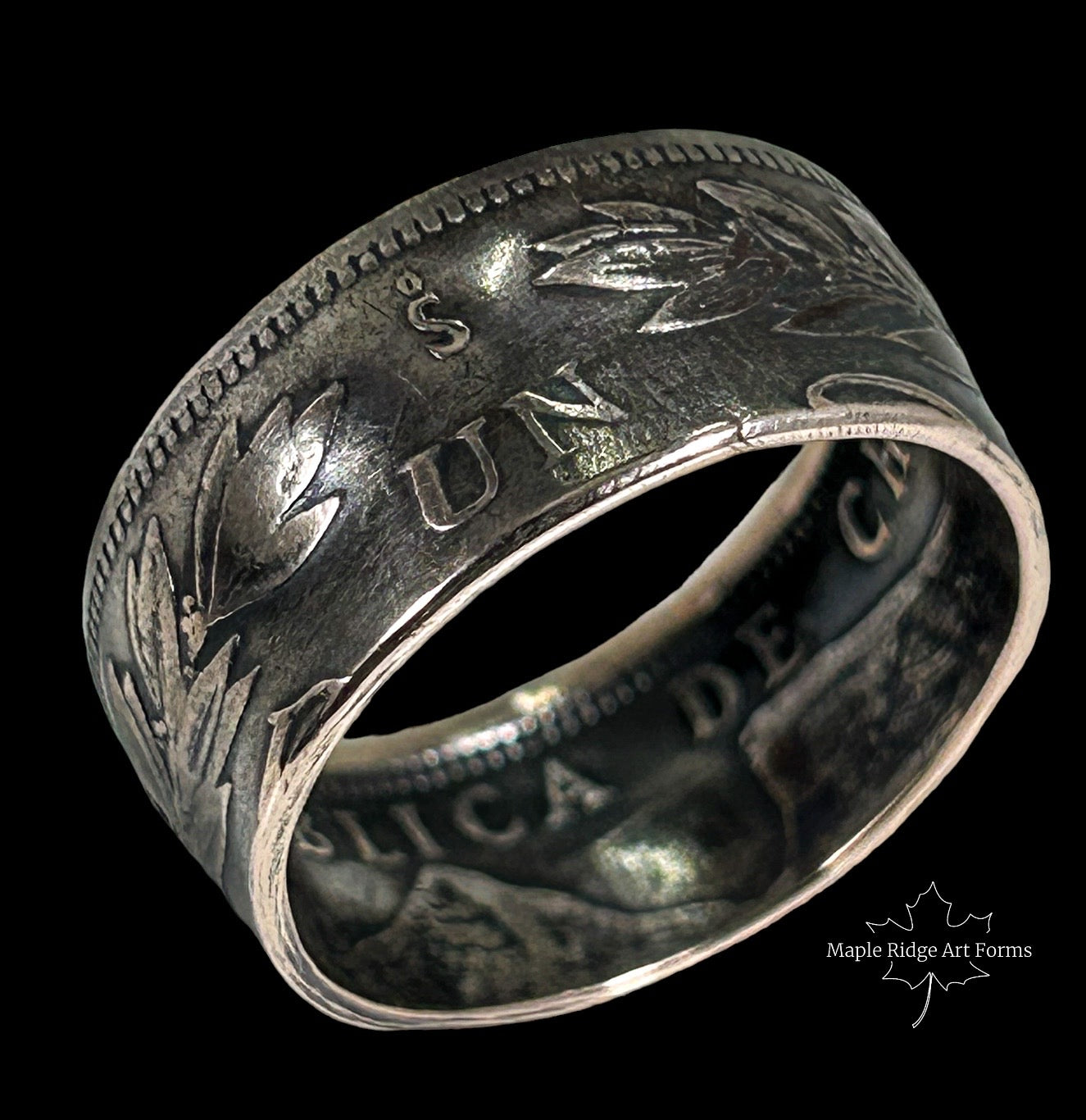 "UN" Silver Coin Ring