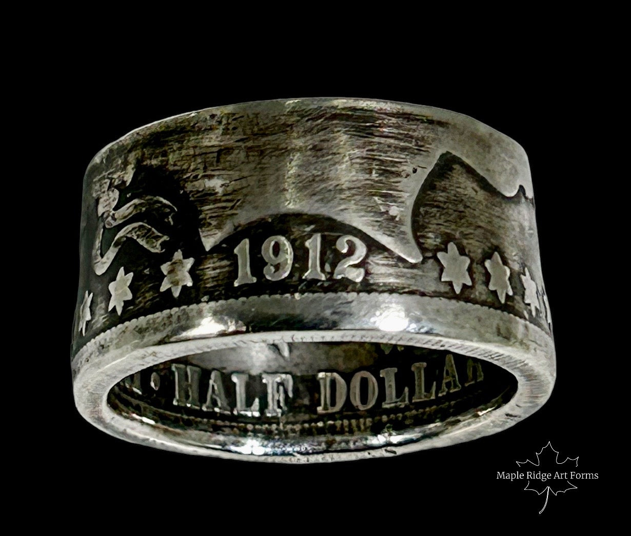 1912 Star-Studded Silver Coin Ring